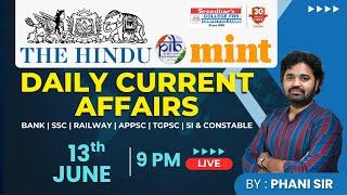 Live | Daily Current Affairs in Telugu | June 13th | Latest & Important News | Phani sir