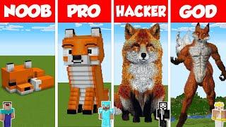 Minecraft FOX STATUE HOUSE BUILD CHALLENGE - NOOB vs PRO vs HACKER vs GOD / Animation