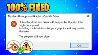 Blender Unsupported Graphics Card Or Driver Opengl 4.3 - FIX! (2024 Updated Way)