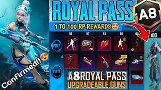 BGMI A8 ROYAL PASS 1 TO 100 RP REWARDS | A8 ROYAL PASS LEAKS PUBG MOBILE/BGMI ROYAL PASS A8 REWARDS