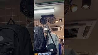 Unknown and Gongtian Palm Leaf mini portable fans on the ceiling (ft. homemade AC duct lol)