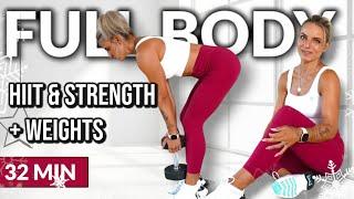 32 MIN FULL BODY HIIT⭐️ STRENGTH + WEIGHTS 500Kcal| NO REPEAT