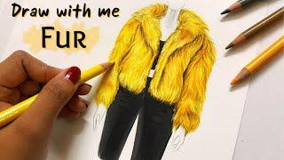Faux Fur | Pencil blending technique | Fashion illustration  | Art Studio by Srabani