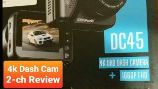 Campark Dual 4K Dash Cam Review. 2 Channel Front and Rear Camera. Cambase