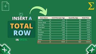 How to Insert a Total Row in Excel