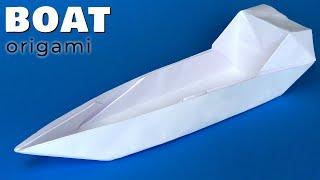 Origami boat. How to make paper boat from A4 without glue. Powerboat