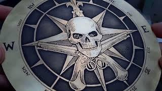 Drawing on metal. Pirate compass for finding treasure. How to draw on metal