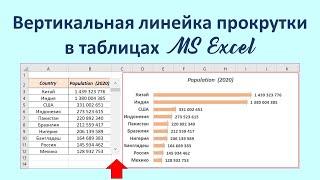 Вертикальная линейка прокрутки в таблицах MS Excel