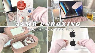 ASMR UNBOXING | 14” M1 Pro Macbook Pro + Accessories + Set up