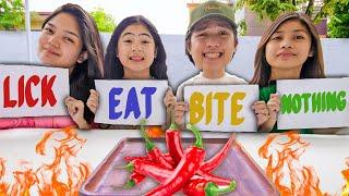 EXTREME Bite Lick Or Nothing Food Challenge! (With Siblings!!) | Ranz and niana