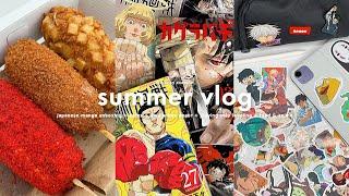 summer vlog: japanese manga unboxing, cafes, ipad anime decor, playing solo leveling, food & anime !