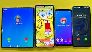 Incoming Call Social App Telegram Samsung S9 vs Huawei Y90 + OppO Find N2 + Z Fold