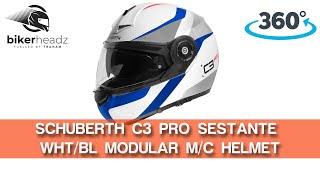 Schuberth C3 Pro Sestante White/Blue Modular Helmet 360° 4K Video  | Bikerheadz.co.uk