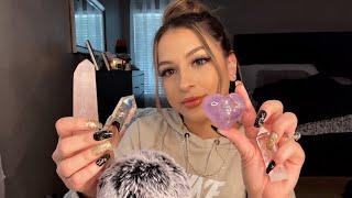 Asmr with crystals  tapping + close up whispering 