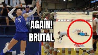 New Mexico Female Athlete Takes BRUTAL Hit After Spike!