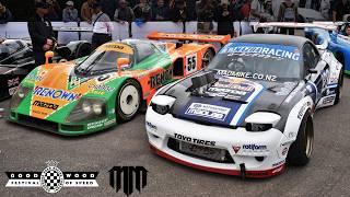 Rotary Engine Battle: Mazda 787b meets Mad Mike's Mazda RX-7 Drift Car at Goodwood FOS