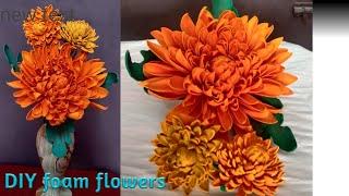 How to make foam sheet flowers| Foamiran flowers| DIY tutorial | Dahlia foam flowers |