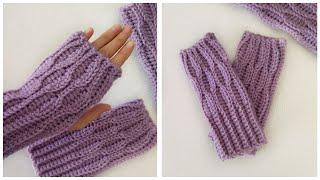 Crochet mitts, honeycomb pattern. knitted fingerless gloves