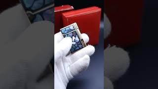 ST Dupont lighter Mother of Pearl Leaf Gatsby Line 2 small with Black Lacquer Ultra rare "Modele