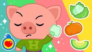 ¡Juego de Frutas y Verduras! Parte 2  Con Hoggie El Cerdito Enojón  Videos Educativos | Plim Plim