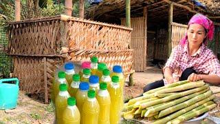 Mother diligently pressed sugarcane into juice and sold it, then wove leaves to make a bathroom.