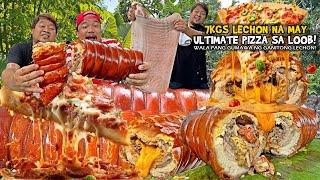 7Kgs LECHON na may "ULTIMATE PIZZA sa LOOB!" may GARLIC BEEF, DOUBLE CHEESE parang UNLI PICHA PIE!