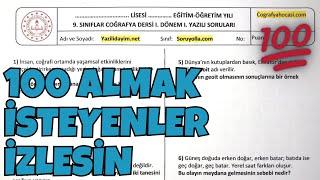 9.Sınıf Coğrafya 1.Dönem 1.Yazılı