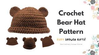 Crochet Teddy Bear Hat Tutorial - How to Crochet - Free Pattern - Step by Step - Baby Shower Gift