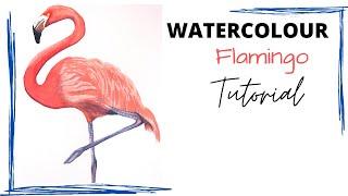 WATERCOLOR FLAMINGO TUTORIAL | How to paint a flamingo in watercolour | Lindsey Dawn Art