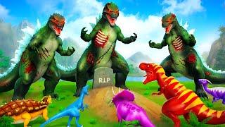 Zombie Godzilla vs Super Red T-Rex | Jurassic Land Rescue | Dinosaur Revolt Battles 2024