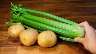 I never get tired of cooking potatoes with celery like this! Healthy, easy and delicious