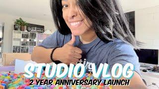 SMALL BUSINESS STUDIO VLOG #8 | 2 YEAR ANNIVERSARY MYSTERY BLING BOX REVEAL | CASH STUFFING BINDERS