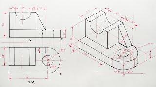 Engineering drawing | Isometric view | Isometric drawing | How to draw isometric view