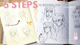 5 easy steps to improve your portrait sketches! ️ #sketchbooktime #art ️