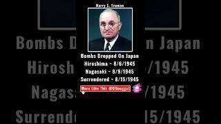 Presidential History Trivia: What President Ordered The Atomic Bombing Of Japan? Ep 11 #shorts