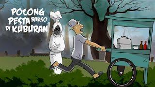 Pocong dan Teman - teman Pesta Bakso di Kuburan - Kartun Hantu Lucu