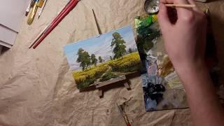 Easy Landscape Painting (Wow Art in Oil) Rye - Shishkin, Timelapse Drawing full tutorial, LIKE!)