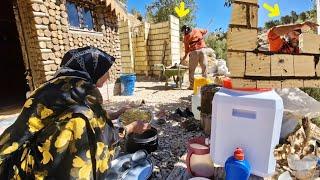 A nomadic mother's efforts to build a shelter and toilet in the mountains