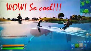 *NEW* FORTNITE Season 3 Shark Ride Fun - Rekin Water Ski & Jumps