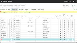 Business Central Journal General Templates and Batches