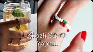 KİRAZ  YÜZÜK YAPIMI | Eklem Yüzüğü Nasıl Yapılır? How to make beaded Cherry Ring | Tutorial Ring