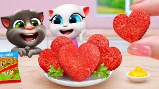 Oh Talking Tom and Friends  Miniature Cheetos Fried Chicken Balls Heart Shaped  Tina Mini Cooking