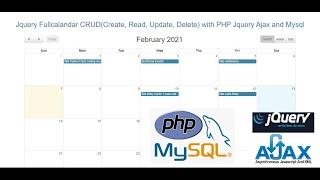 Jquery Fullcalandar CRUD(Create, Read, Update, Delete) with PHP Jquery Ajax and Mysql