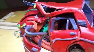 Фронтальный краш тест пластилиновой модели 2106 - Frontal crash test  plasticine model 2106