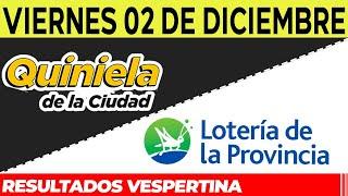 Resultados Quinielas Vespertinas de la Ciudad y Buenos Aires, Viernes 2 de Diciembre