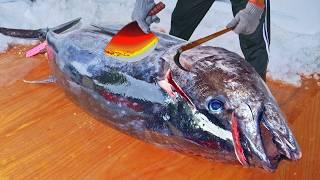 Sharpest Tuna Knife Making,Giant Bluefin Tuna Cutting Master, Grilled Tuna Jaw, Luxurious sashimi