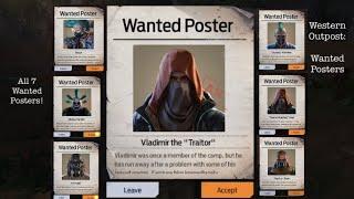 Undawn: Wanted Posters: Western Outpost (All 7!) Fast Silver!