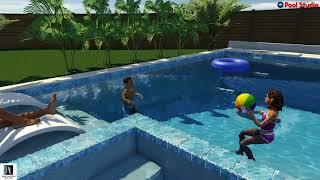 Garland Geometric Pool & Spa with Deck Jets, Grilling Station, & Patio Cover