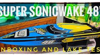 MONSTER RC Boat Unboxing and Lake Test | Proboat Super Sonicwake 48