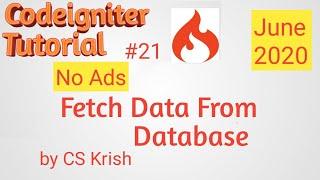 How to Fetch Data From Database in Codeigniter  in Hindi